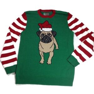 🍒Ugly Christmas Sweater bulldog Santa Size M